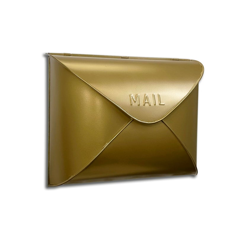 NACH Wall Mount Mailboxes for Outside, 12.5 x 5 x 10 inch Antique Brass Wall Mailboxes for Outside, Waterproof Mailboxes for Outside - Envelope Mailbox - Image 1